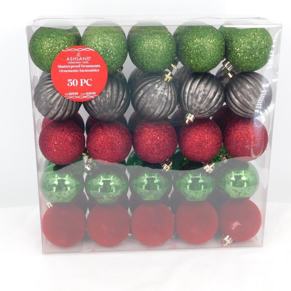 Ashland Christmas Multicolor Round Shaped Shatterproof Ornament 50 Pieces New